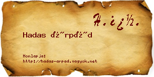 Hadas Árpád névjegykártya