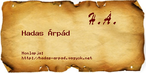 Hadas Árpád névjegykártya